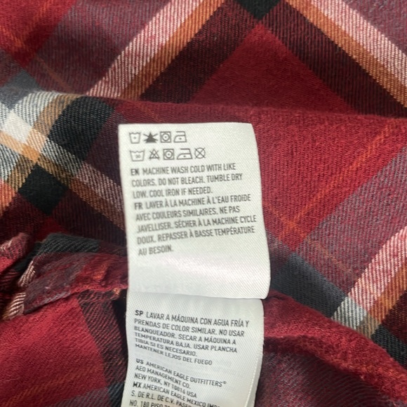 American Eagle Super Soft Plaid Red Button Up Flannel Shirt (DISCONTINUED) - Picture 5 of 8